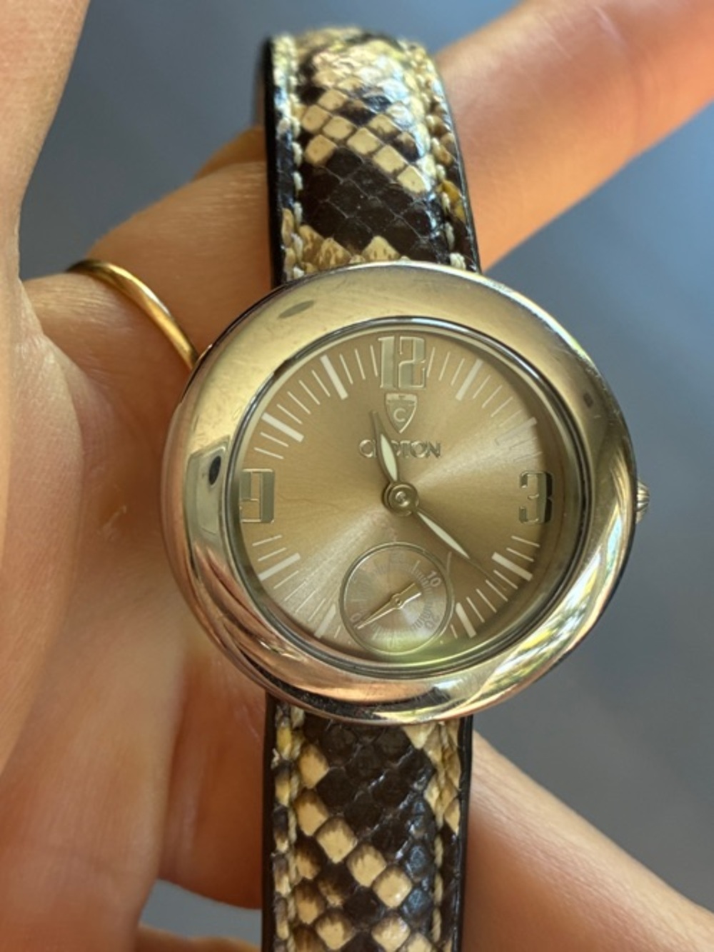 Croton Python-Print Leather Strap Watch (Silver)